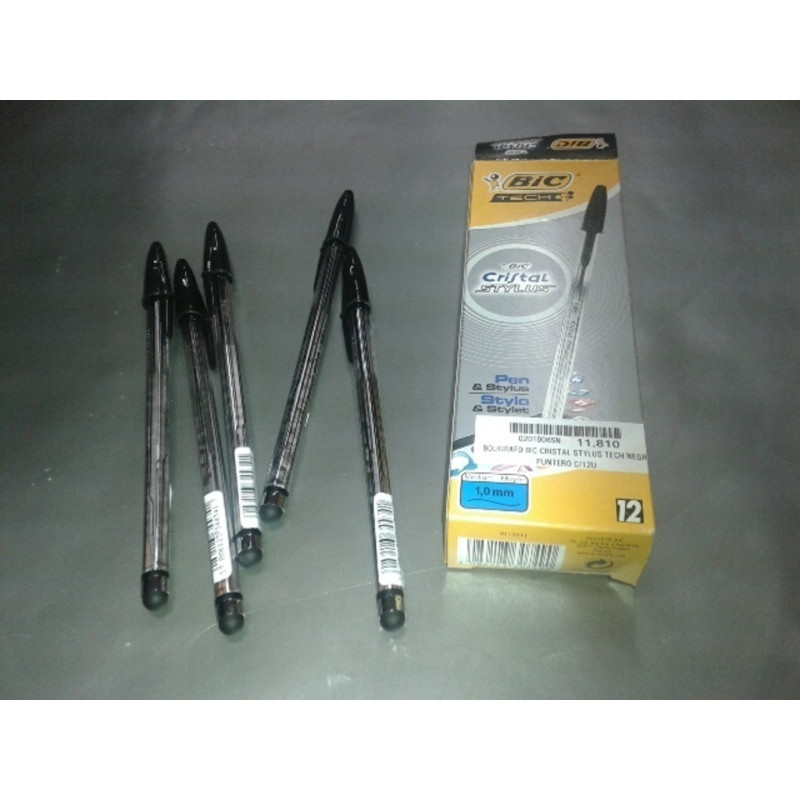 BOLIGRAFO BIC CRISTAL STYLUS TECH NEGRO PUNTERO C/12U ^