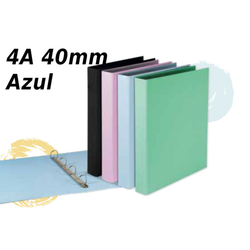 CARPETA 4A 40MM A-4 PARDO SOFT TOUCH PASTEL AZUL 921903