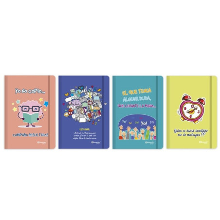 LIBRETA A-5 BISMARK MENSAJES C/GOMA SURTIDO 4 MOD POESSA 330601