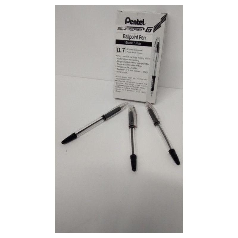 BOLIGRAFO PENTEL SUPER-B  G BK101 NEGRO C/12U ^