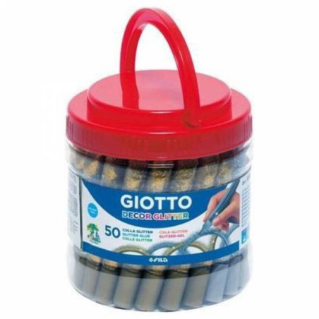 PEGAMENTO PURPURINA GIOTTO GLITTER GLUE METAL ORO/PLATA 10,5ML EXP.50 FILA 54600