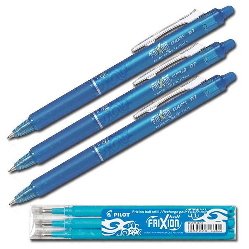 BOLIGRAFO PILOT FRIXION CLICKER RETRACTIL AZUL CLARO BLRT-FR7-LB BLISTER UNIDAD
