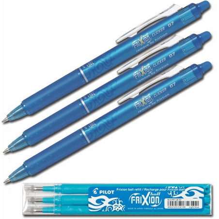 BOLIGRAFO PILOT FRIXION CLICKER RETRACTIL AZUL CLARO BLRT-FR7-LB BLISTER UNIDAD