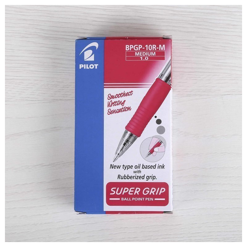BOLIGRAFO PILOT SUPER GRIP CLIP ROJO C/12U