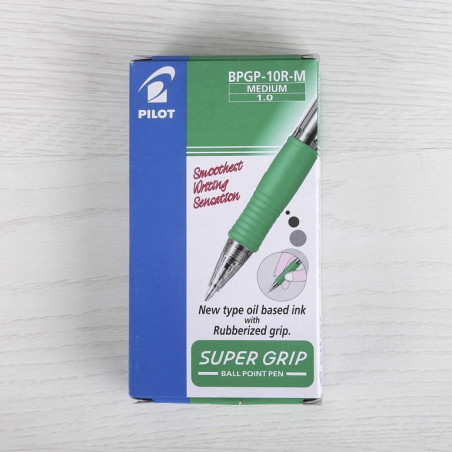 BOLIGRAFO PILOT SUPER GRIP CLIP VERDE C/12U
