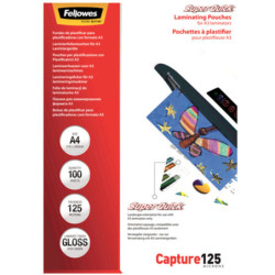 FUNDA PLASTIFICAR 210*297 A-4 APDO ALTA VELOCIDAD 125M  C/100U FELLOWES 5440101