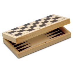 JUEGO 3 EN 1 CAYRO AJEDREZ DAMAS BACKGAMMON MADERA PLEGABLE REF 648