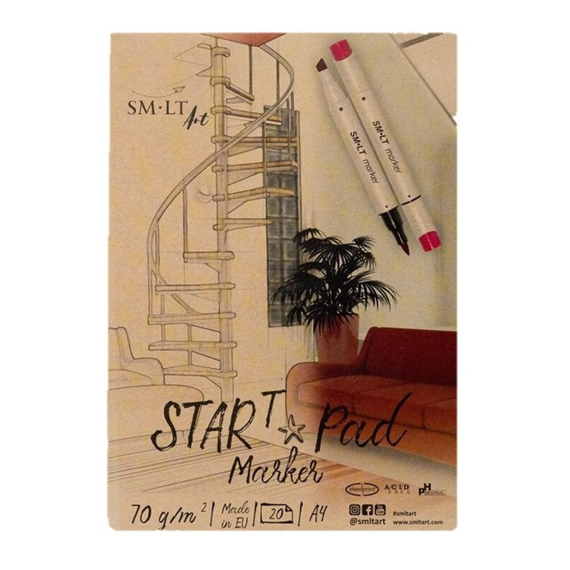 BLOC DIBUJO ENCOLADO BOCETO ROTULADOR STAR PAD MARKER A-4 20H 70G MS-20 PRECISION