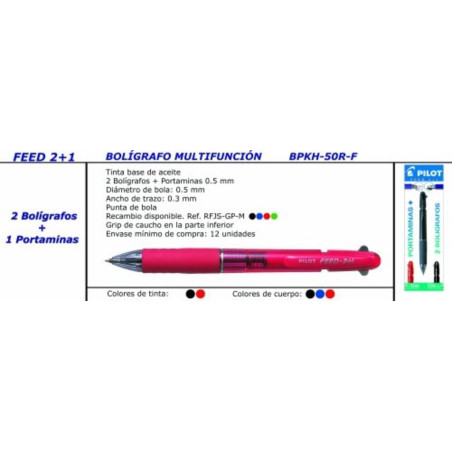 BOLIGRAFO PILOT FEED 2+LAPIZ ROJO ^