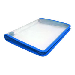 CARPETA A-4 OFFICE BOX ZIPPER TRANSPARENTE CREMALLERA 57561 BORDE AZUL UNIDAD