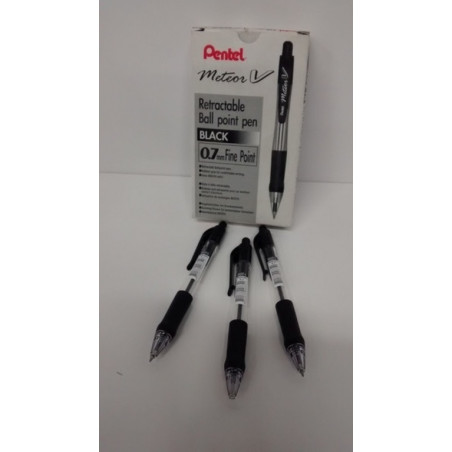 BOLIGRAFO PENTEL METEOR RETRACTIL BK82F NEGRO C/12U ^