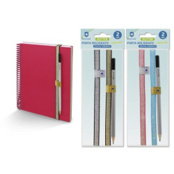 PORTA BOLIGRAFO ELASTICO GLITTER COLORES SURTIDOS PACK 2U 328744 POESSA (24)