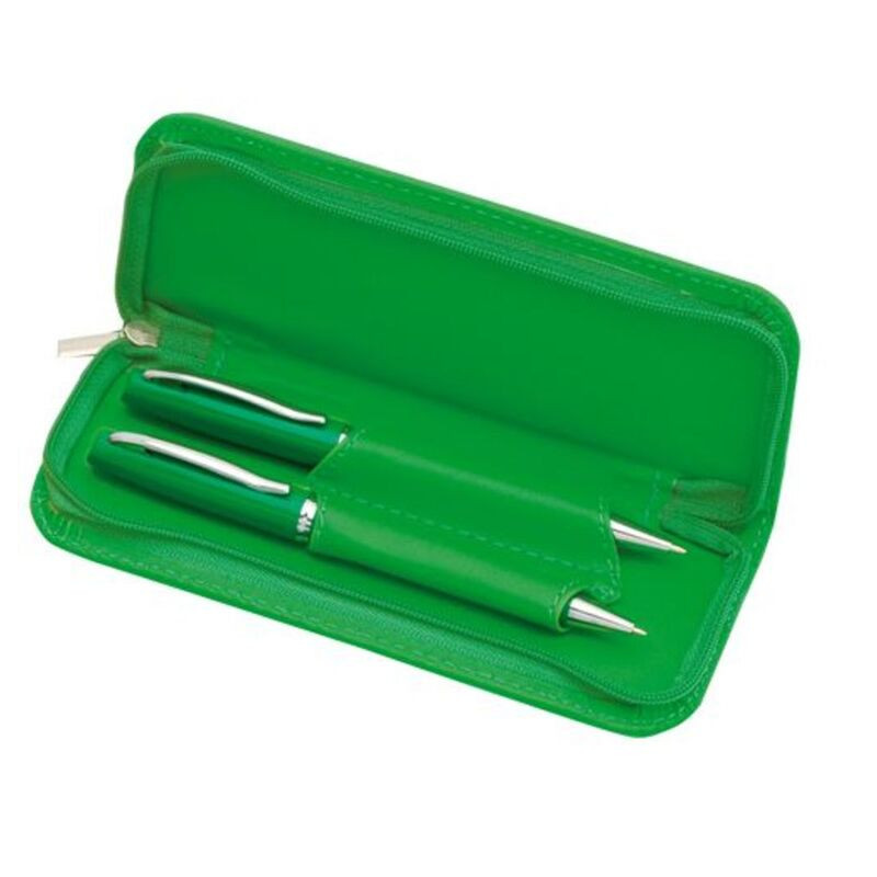 JUEGO BOLI LAPIZ FINIT POLIPIEL METAL C/ESTUCHE COLOR VERDE 3649-04 DISPLAST