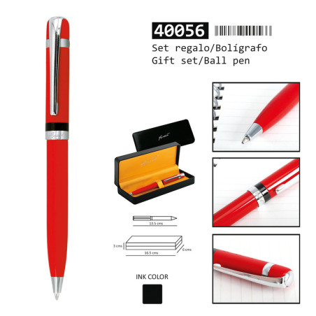 BOLIGRAFO PERONA FOSSIL LACA ROJO CROMO C/ESTUCHE 040056