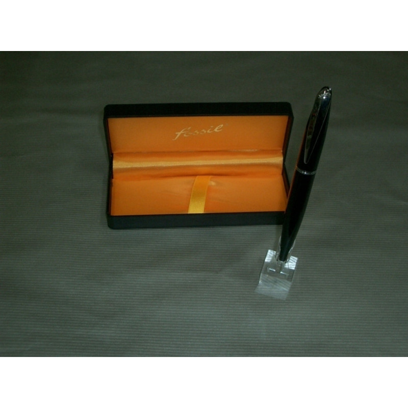 BOLIGRAFO FOSSIL LACA NEGRO CROMO BRILLO C/ESTUCHE 040534 ^