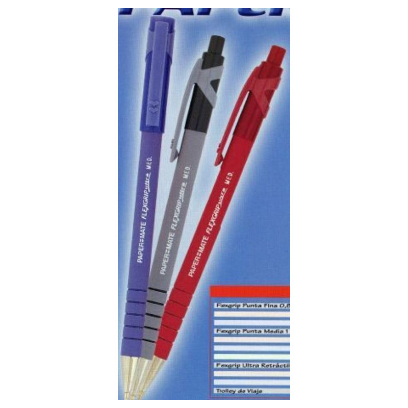 BOLIGRAFO PAPERMATE FLEXGRIP RETRACTIL AZUL C/12U ^