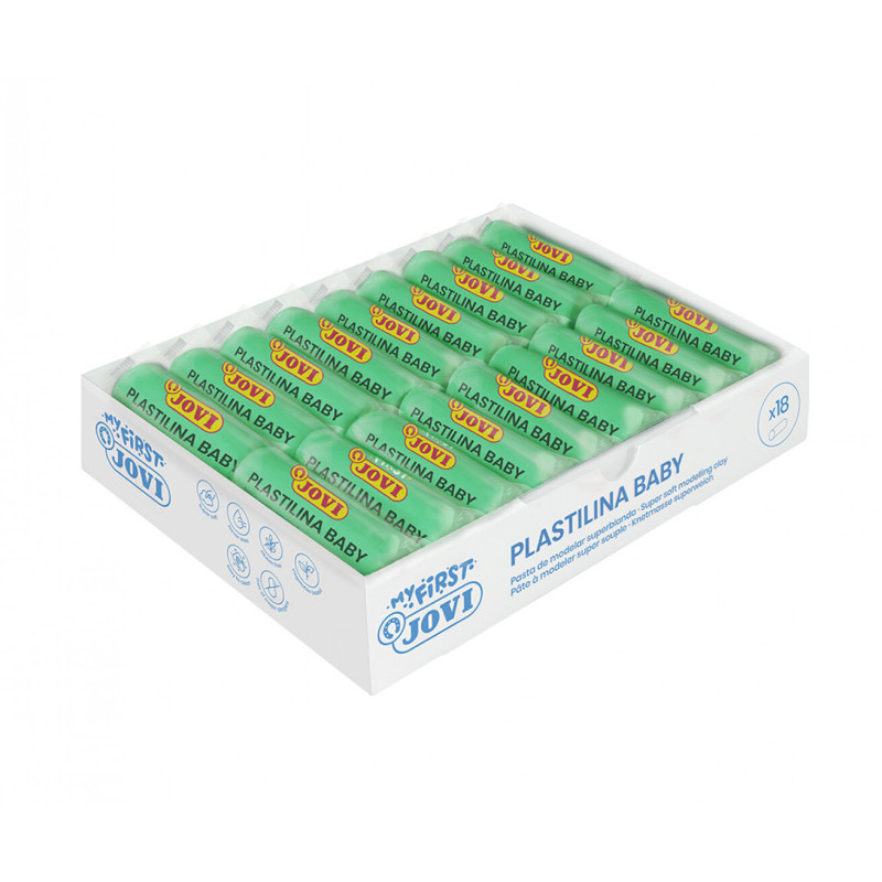 PLASTILINA JOVI BABY CAJA UNICOLOR 18 PASTILLAS COLOR VERDE 370/10