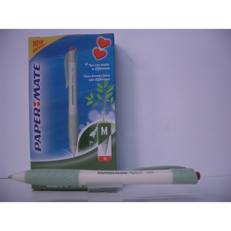 BOLIGRAFO PAPERMATE BIODEGRADABLE RETRACTIL ROJO C/12U ^