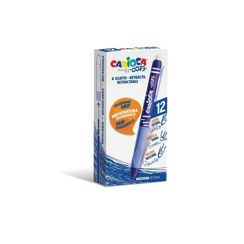 BOLIGRAFO CARIOCA OOPS RETRACTIL BORRABLE AZUL C/12U 43043/02