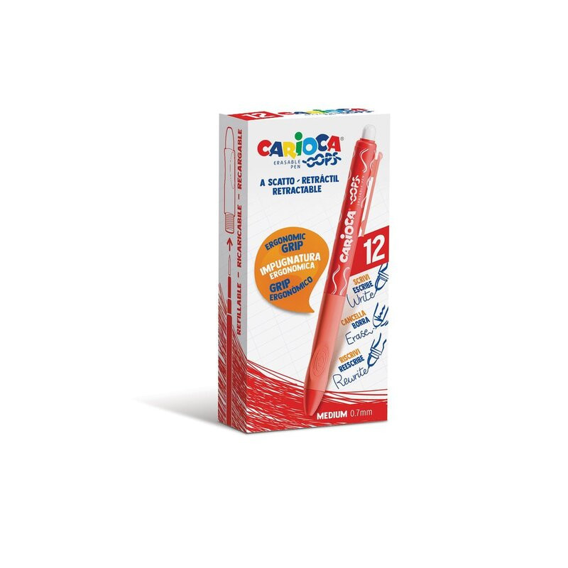 BOLIGRAFO CARIOCA OOPS RETRACTIL BORRABLE ROJO C/12U 43043/03