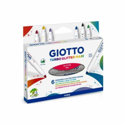 ROTULADOR GIOTTO TURBO MAXI GLITTER PURPURINA 6 COLORES CARTON FILA 426600