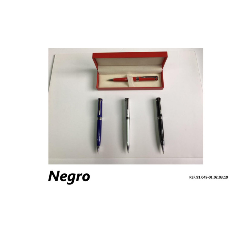 BOLIGRAFO LEBER METAL LACA BOTON NEGRO ESTUCHE 91.049-01 NEGRO