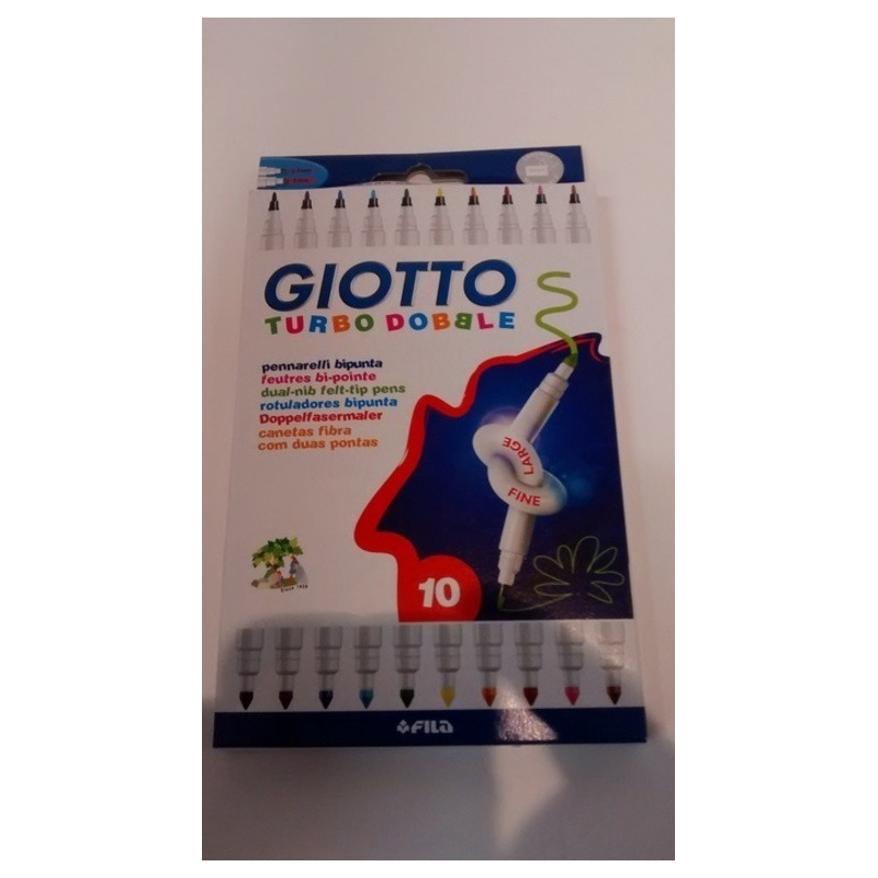 ROTULADOR GIOTTO TURBO DOBBLE DOBLE PUNTA 10 COLORES CARTON FILA