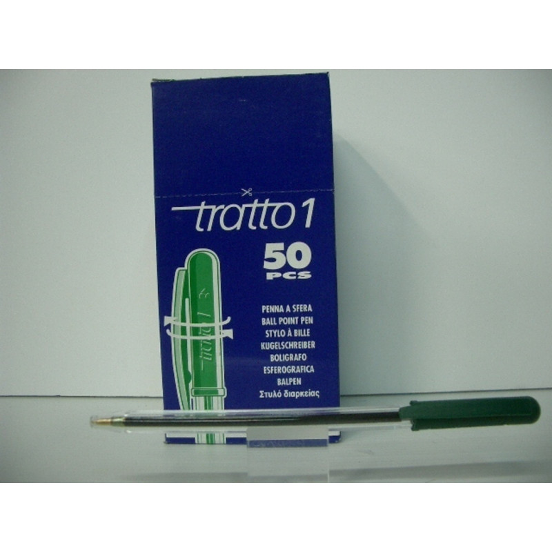 BOLIGRAFO TRATTO 1 CRISTAL FILA VERDE C/50U ^