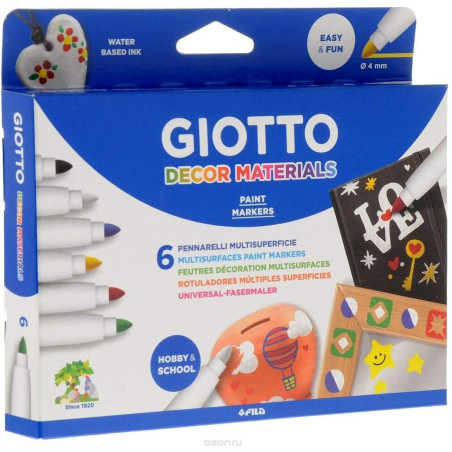 ROTULADOR GIOTTO DECOR MULTISUPERFICIES 6 COL 453300 FILA