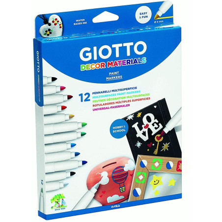 ROTULADOR GIOTTO DECOR MULTISUPERFICIES 12 COLORES 453400 FILA