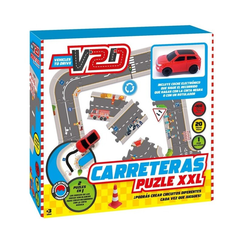 JUEGO IMAGILAND CARRETERAS PUZZLE XXL CON COCHE ELECTRONICO V2D004
