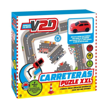 JUEGO IMAGILAND CARRETERAS PUZZLE XXL CON COCHE ELECTRONICO V2D004