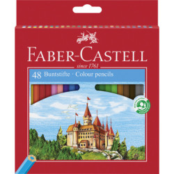 LAPICEROS COLOR CJ.48u. LINEA ROJA HEXAGONALES LARGOS FABER C.