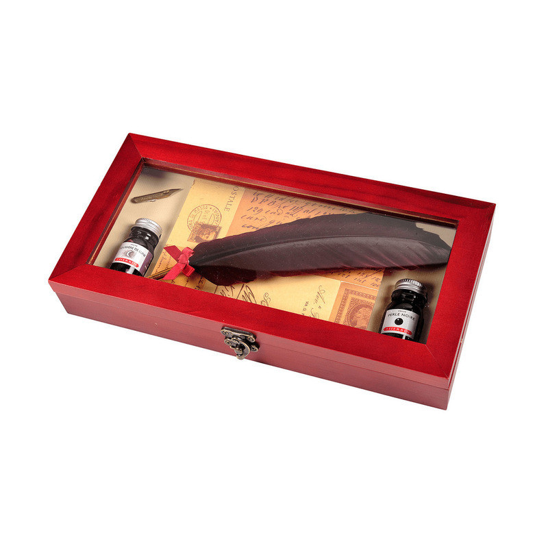 PLUMA HERBIN SET ESCRITURA PLUMA OCA TINTERO BURDEOS CAJA MADERA 27503T EXACLAIR