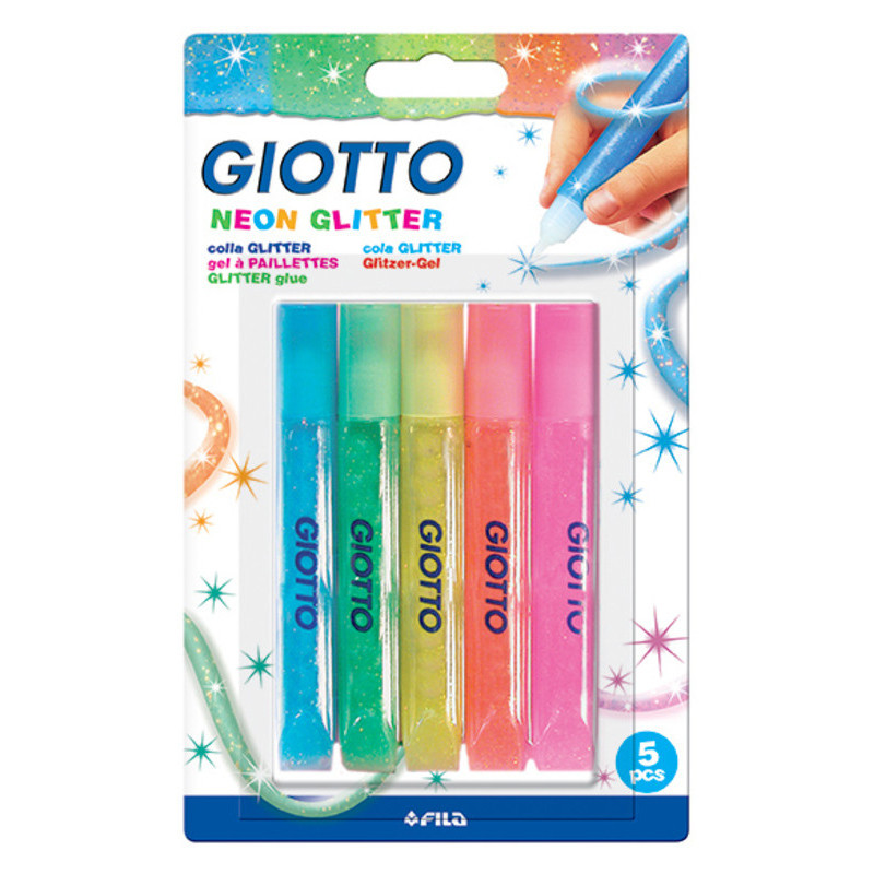 PEGAMENTO PURPURINA GIOTTO NEON GLITTER GLUE BRILLO 5 COLORES 545300 FILA