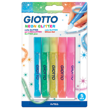 PEGAMENTO PURPURINA GIOTTO NEON GLITTER GLUE BRILLO 5 COLORES 545300 FILA