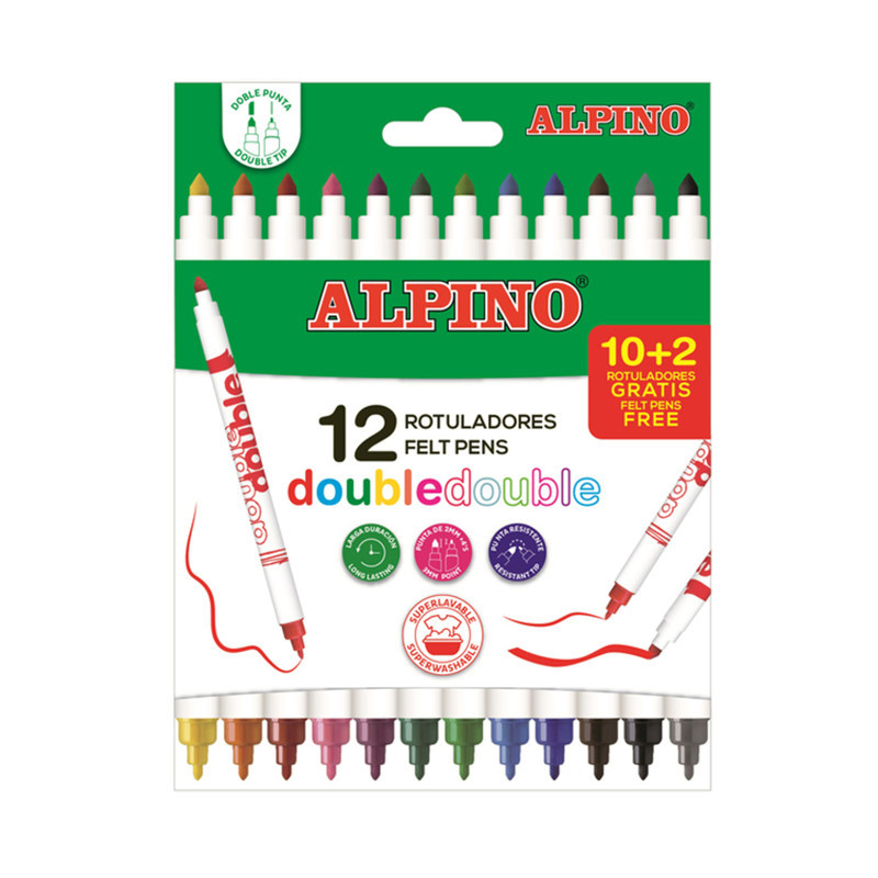 ROTULADOR ALPINO DOBLE PUNTA 10+2 COLORES AR002013