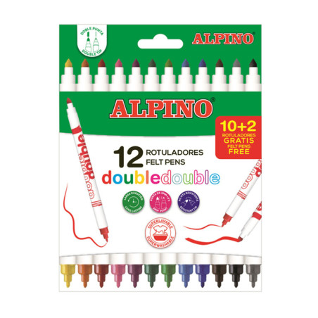 ROTULADOR ALPINO DOBLE PUNTA 10+2 COLORES AR002013