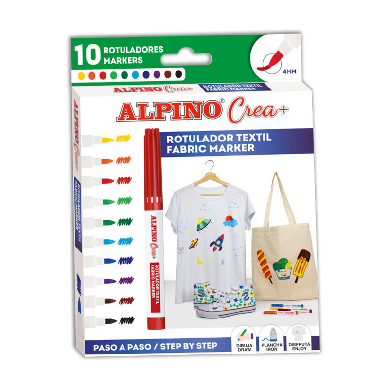 ROTULADOR ALPINO CREA TEXTIL C/10 COLORES AR000132