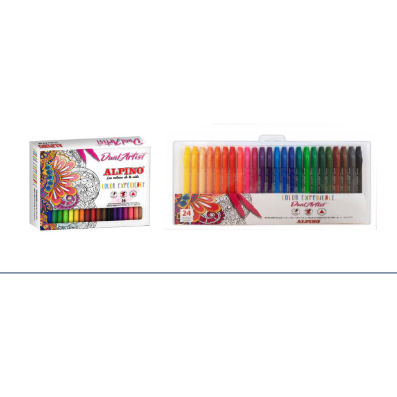 ROTULADOR ALPINO DOBLE PUNTA DUAL ARTIST PINCEL COLOR EXPERIENCE 36 COLORES CAJA AR000176
