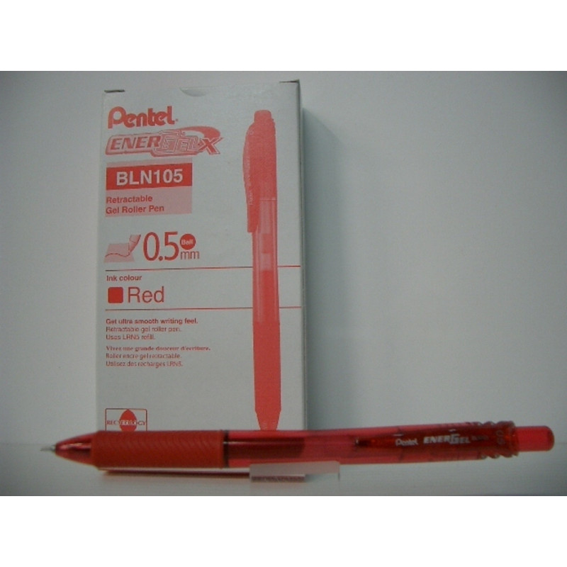 ROTULADOR PENTEL ENERGELX 0,5MM RETRACTIL ROJO C/12U BL105-B