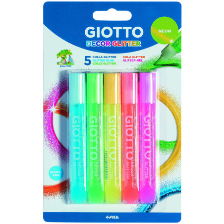 PEGAMENTO GLITTER NEON 10,5ML BLISTER 5UDS GIOTTO