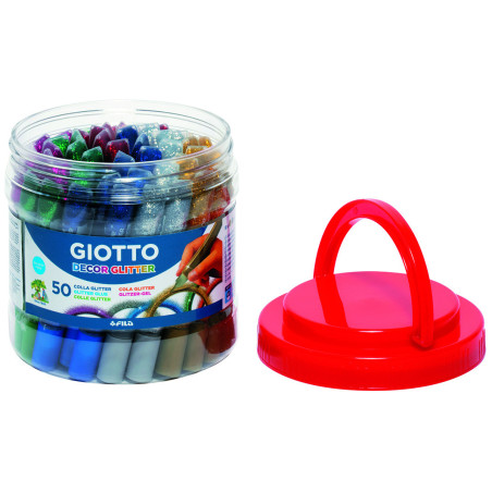 PEGAMENTO GLITTER BOTE 50 TUBOS DE 10,5ML COLORES METALIZADOS FILA