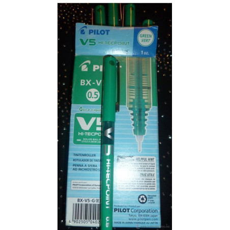 ROTULADOR PILOT V-5 VERDE C/12U