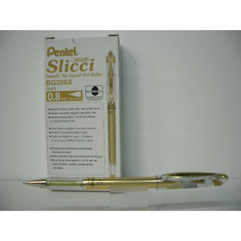 ROTULADOR PENTEL SLICCI ROLLER BG208 METALIC ORO C/12U