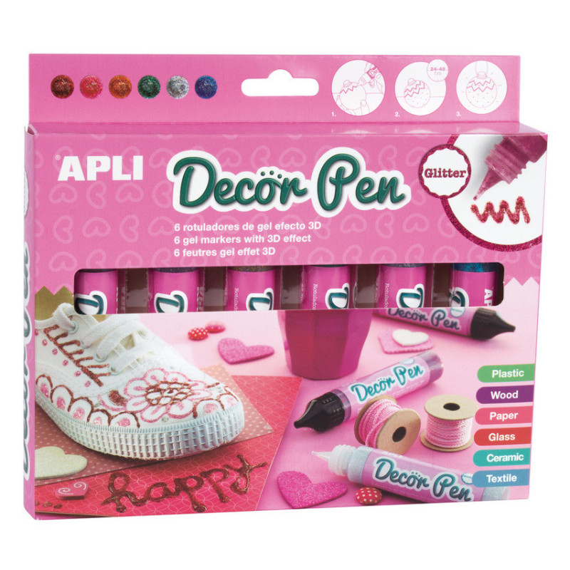 ROTULADOR APLI DECORPEN PURPURINA BLISTER 6U 14968