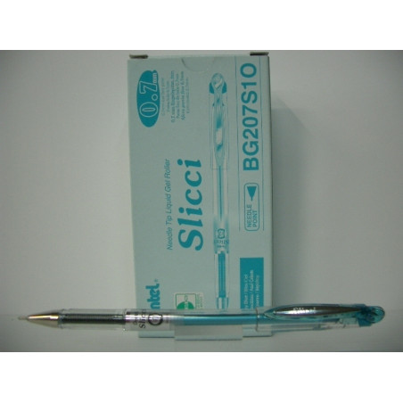 ROTULADOR PENTEL SLICCI ROLLER BG207 AZUL TURQUESA C/12U ^