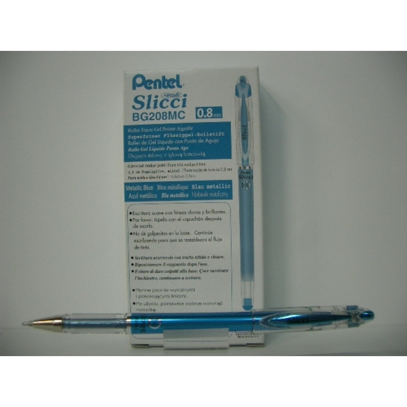 ROTULADOR PENTEL SLICCI ROLLER BG208 METALIC AZUL C/12U ^