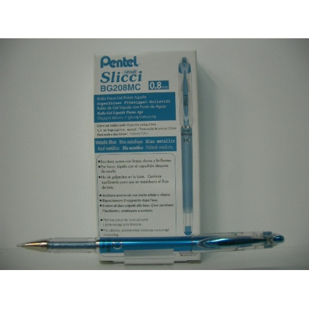 ROTULADOR PENTEL SLICCI ROLLER BG208 METALIC AZUL C/12U ^