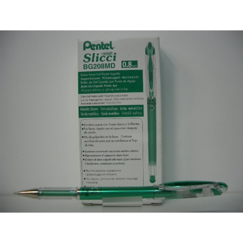 ROTULADOR PENTEL SLICCI ROLLER BG208 METALIC VERDE C/12U ^
